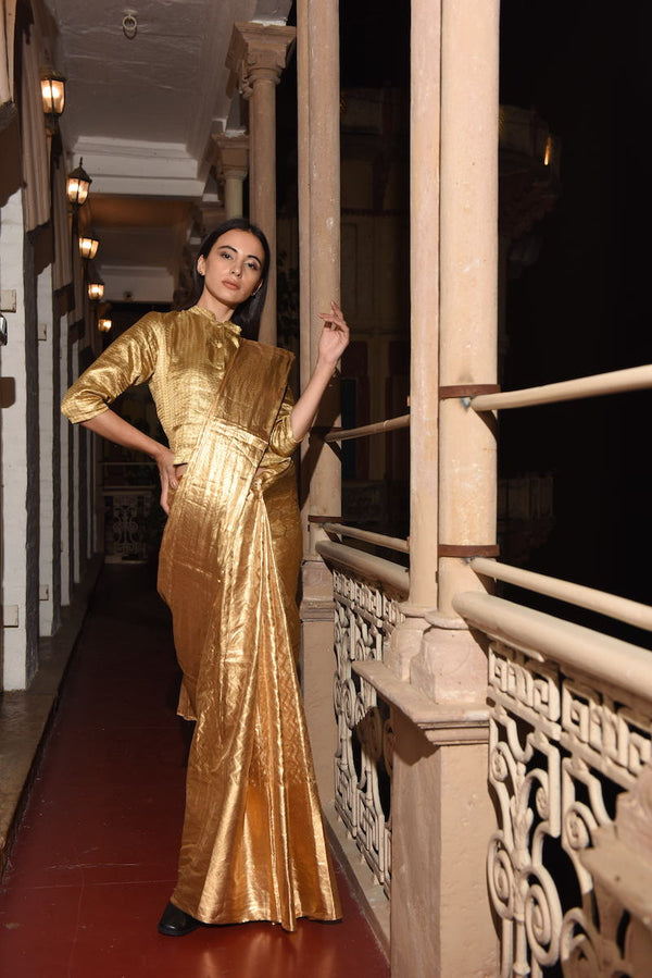Women's Surya full-metallic Gold saree
