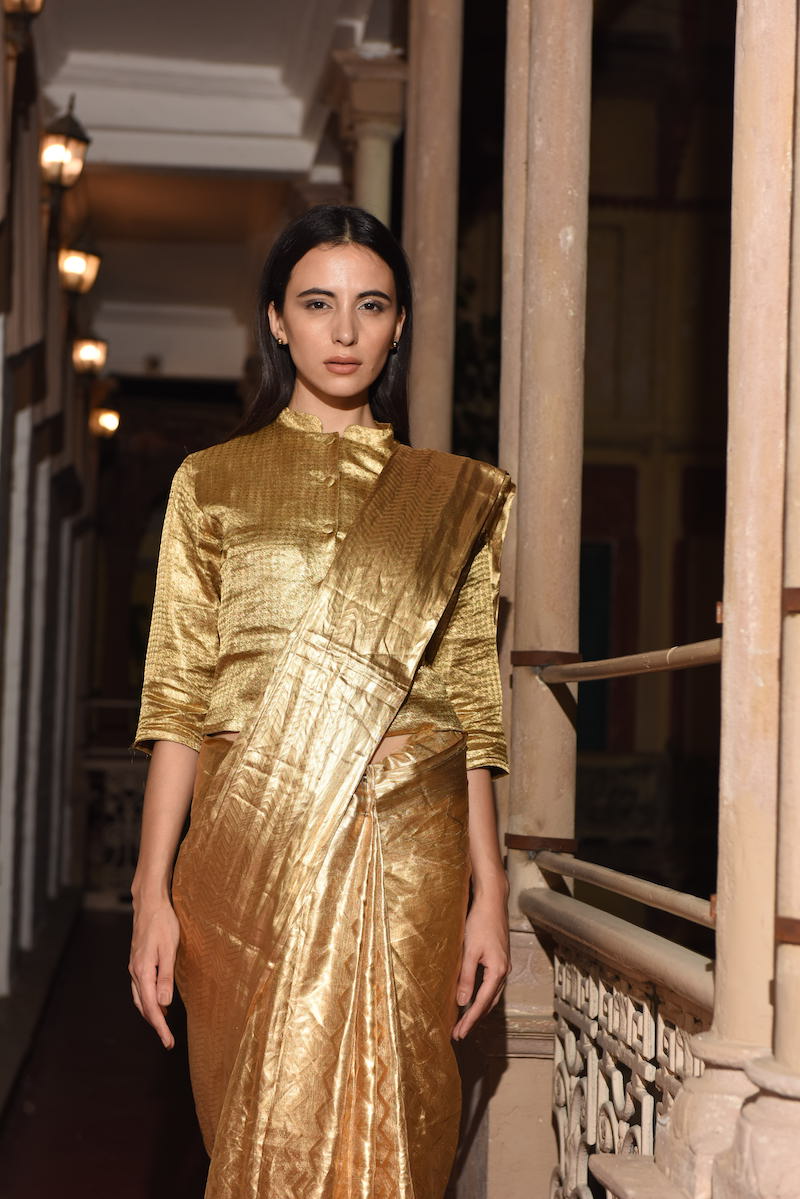 Women's Surya full-metallic Gold saree